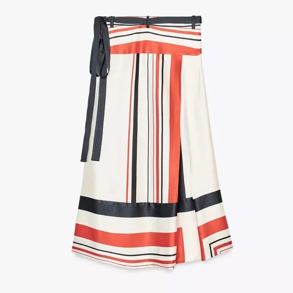 Zara NWT asymmetric striped skirt ZW Collection 2821/038
